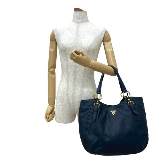 PRADA Blue Leather Tote Bag - Picture 2 of 9